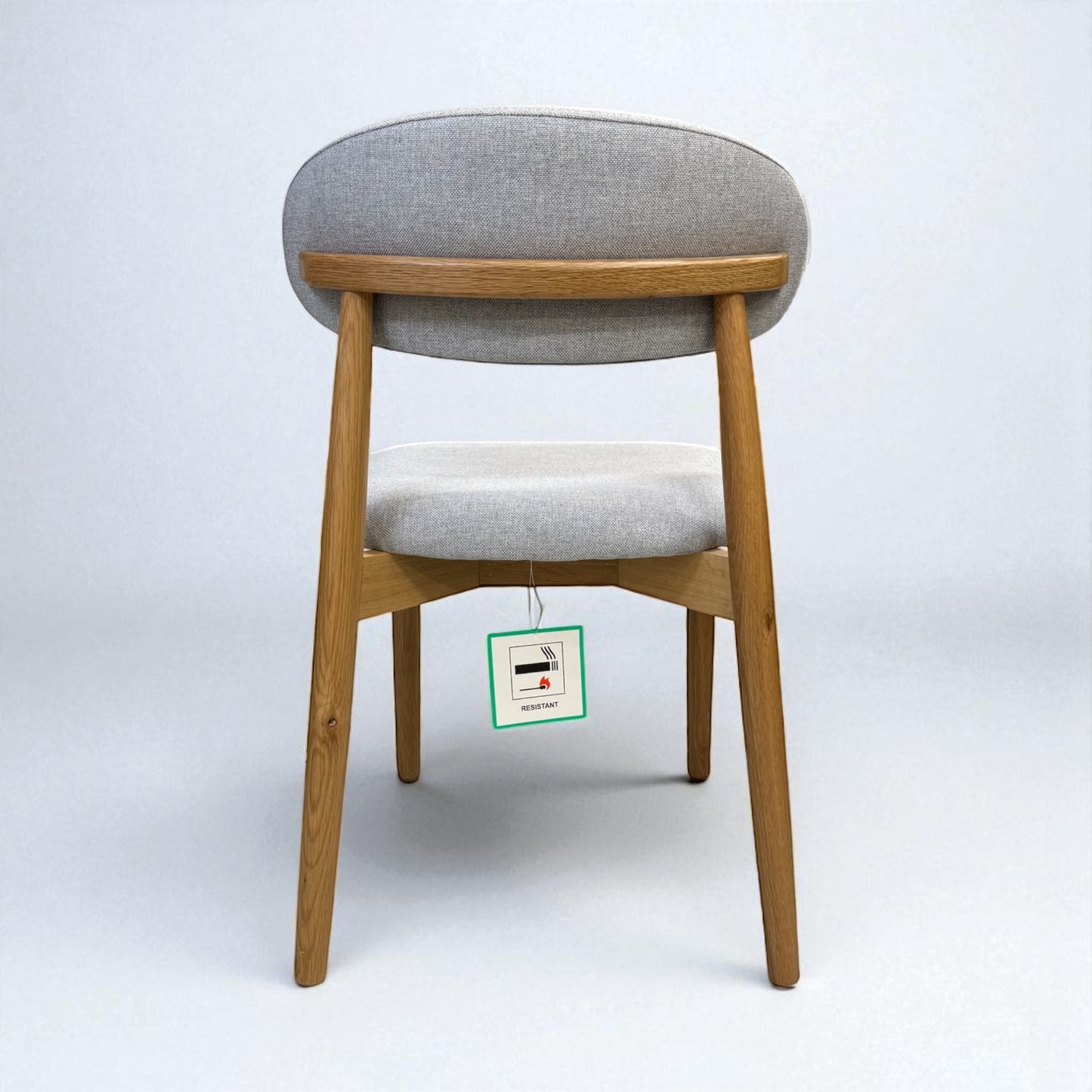 Set of 6 Cloud Grey Fabric Dining Chairs with Oak Legs, From Oak Furnitureland RRP £260 Each