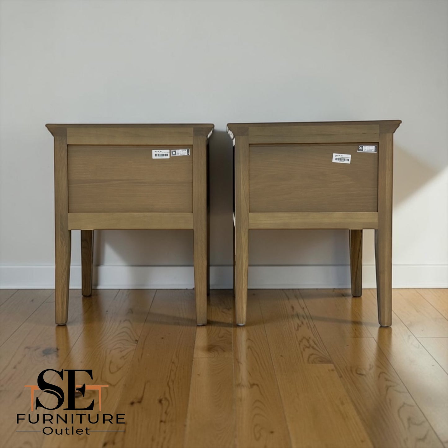 Set of 2 Solid Oak & Quality Oak Veneer Sides Bedside Tables from the Winchcombe Smoked Oak Range RRP £650