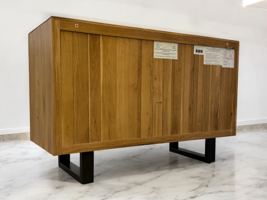 Natural Solid Oak & Metal Small Sideboard, Maine Range From Oak Furnitureland RRP £529
