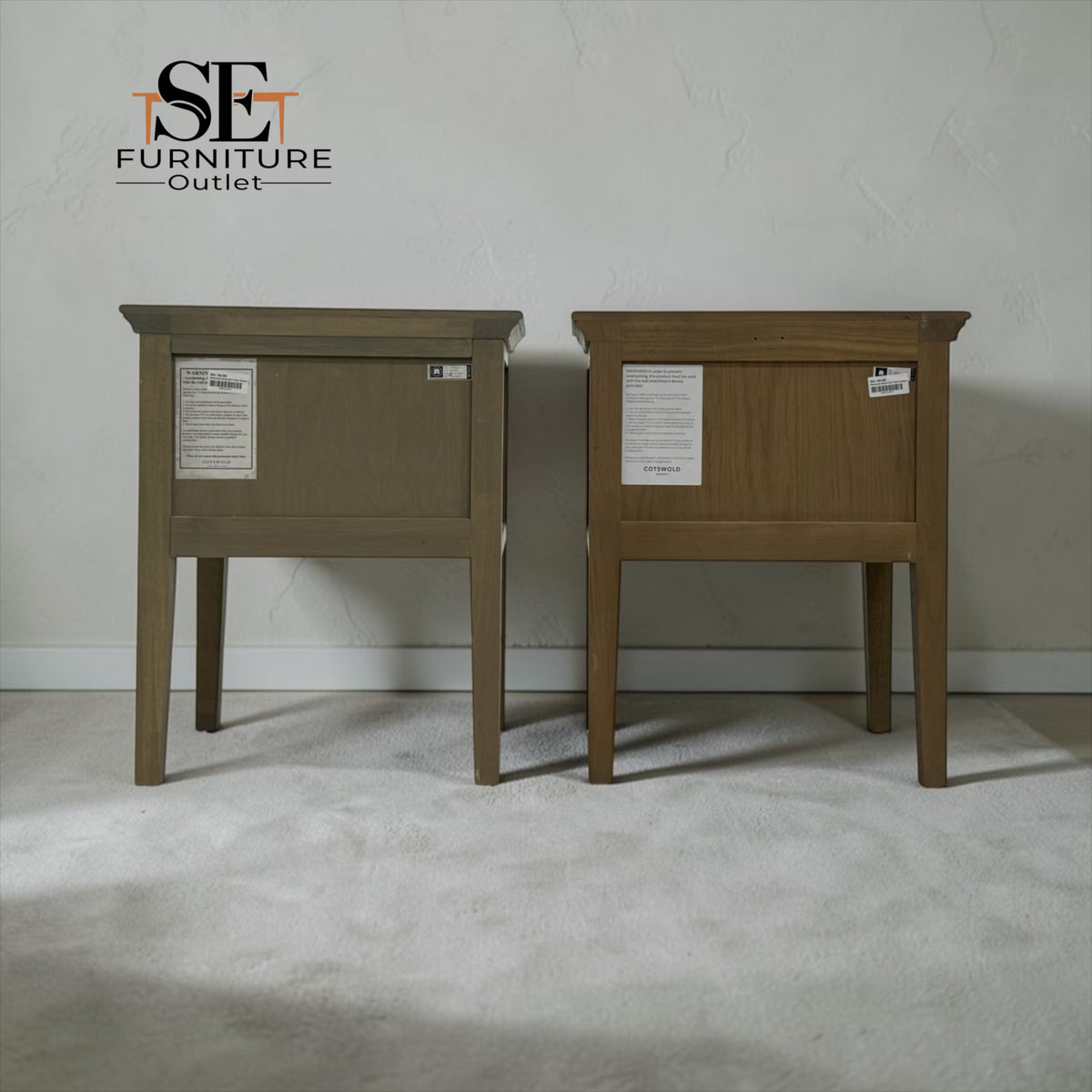 Set of 2 Solid Oak & Oak Veneer Bedside Tables from the Winchcombe Smoked Oak Range RRP £598