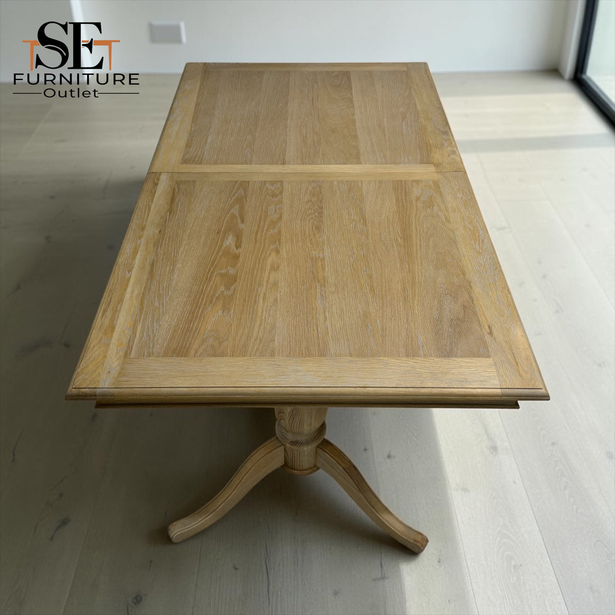 Solid Oak & Quality Oak Veneer 6-10 Seater Extending Dining Table with Limewashed Finish, Camille Range RRP £1500