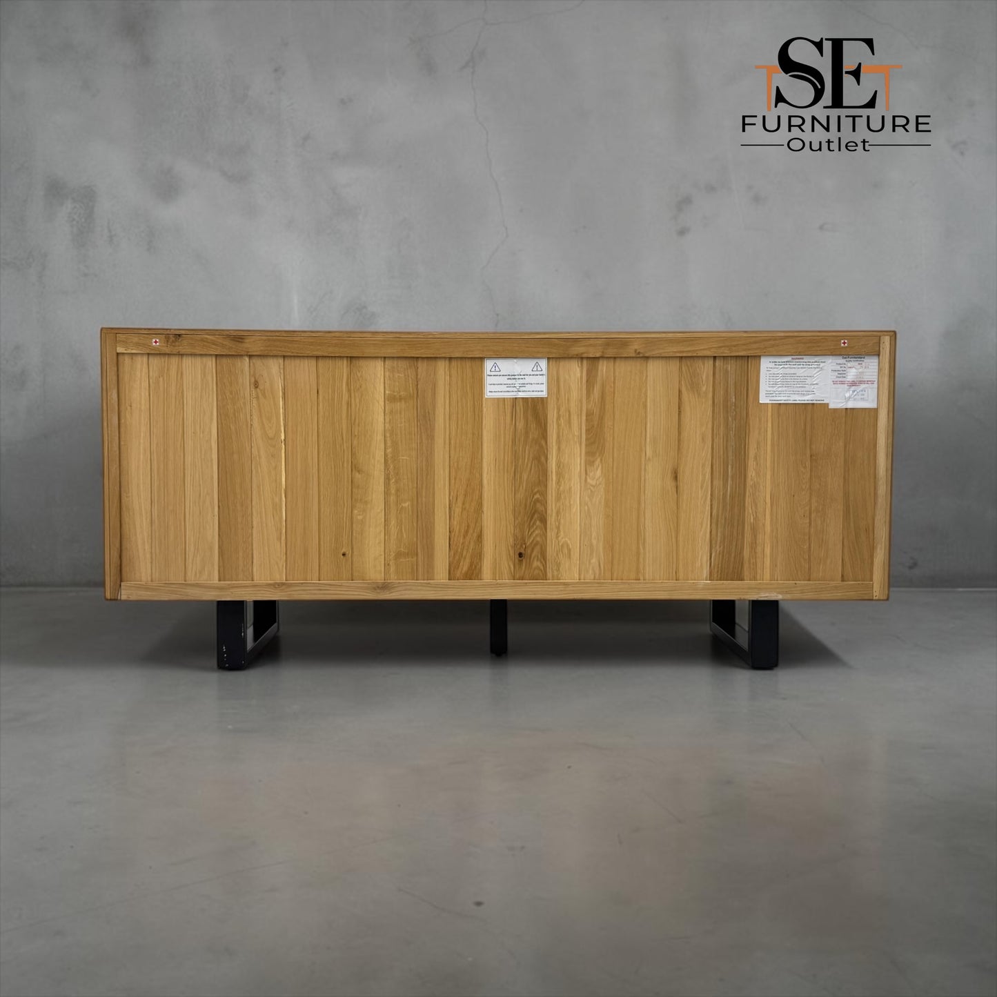 Natural Solid Oak & Metal Legs Extra Large Sideboard from Maine Range by Oak Furnitureland, RRP £799