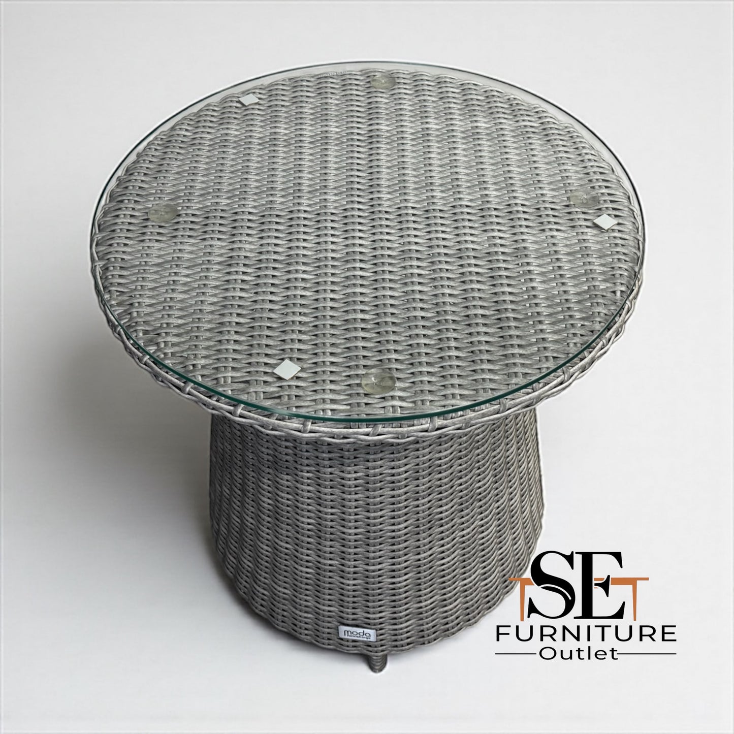 Moda Furnishings Premium Quality Single Bistro Table with Glass Top