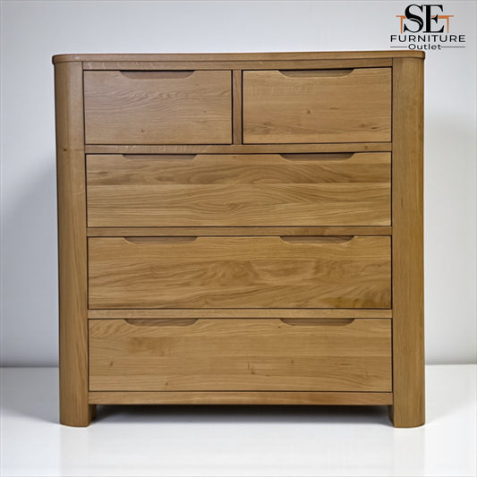 Natural Solid Oak 5 Drawer Chest of Drawers, Romsey Range From Oak Furnitureland RRP £599