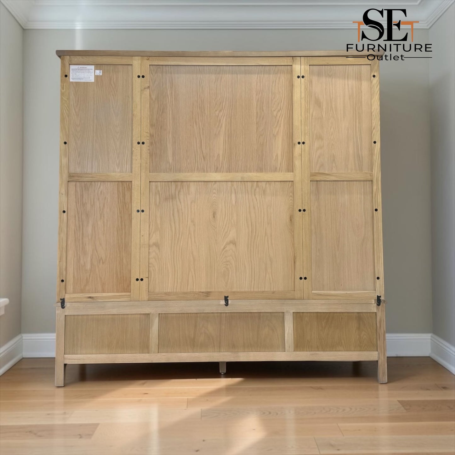 Grey-toned Limewashed Finish Solid Oak & High-Quality Oak Veneer Quad Wardrobe, Camille Range RRP £2400