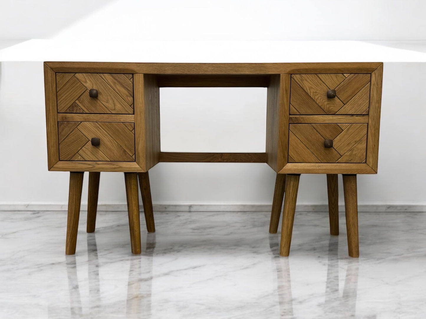 Oak Furnitureland Brushed & Glazed Solid Oak Dressing Table Parquet Range RRP £529