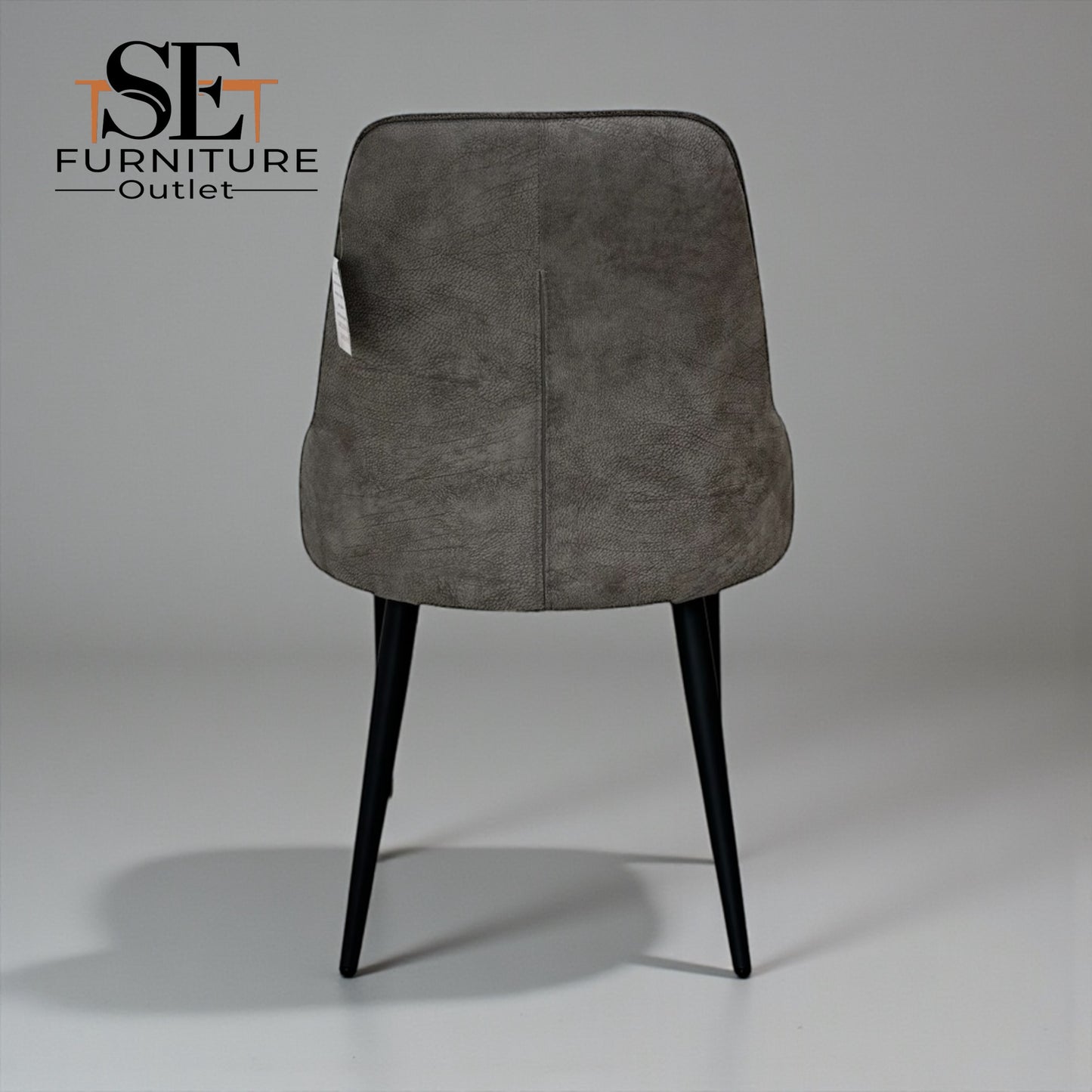 Set of 4 Light Grey Suede Dining Chairs with Black Metal Legs from Oak Furnitureland RRP £220