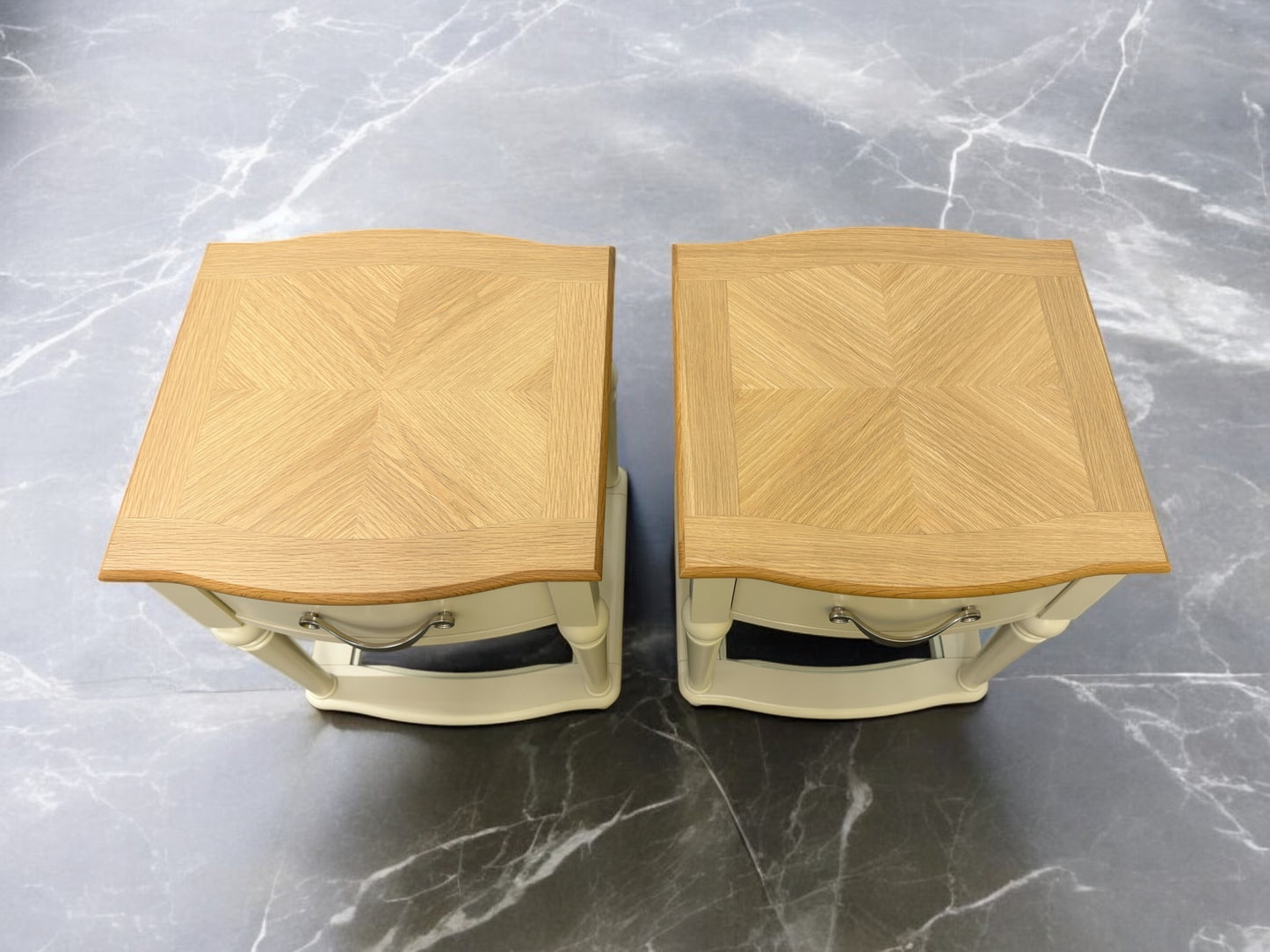 Bentleys Solid Oak & White Painted Nightstand With Glass Shelf RRP £624