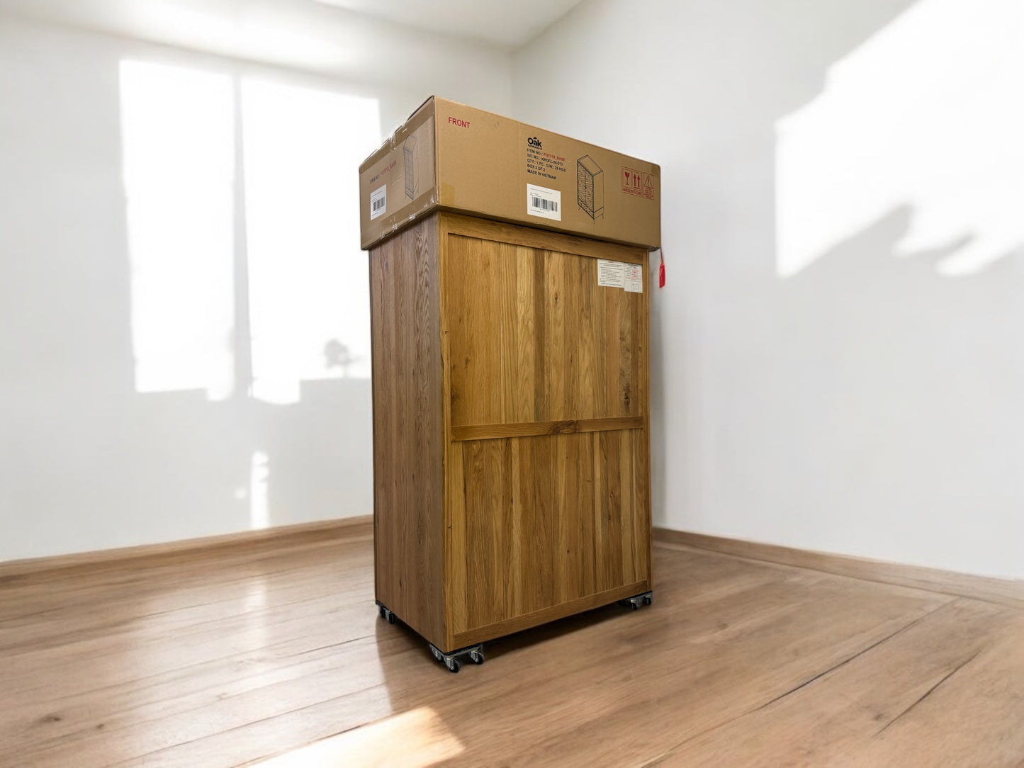 Oak Furnitureland Brushed & Glazed Solid Oak Double Wardrobe Parquet Range RRP £949