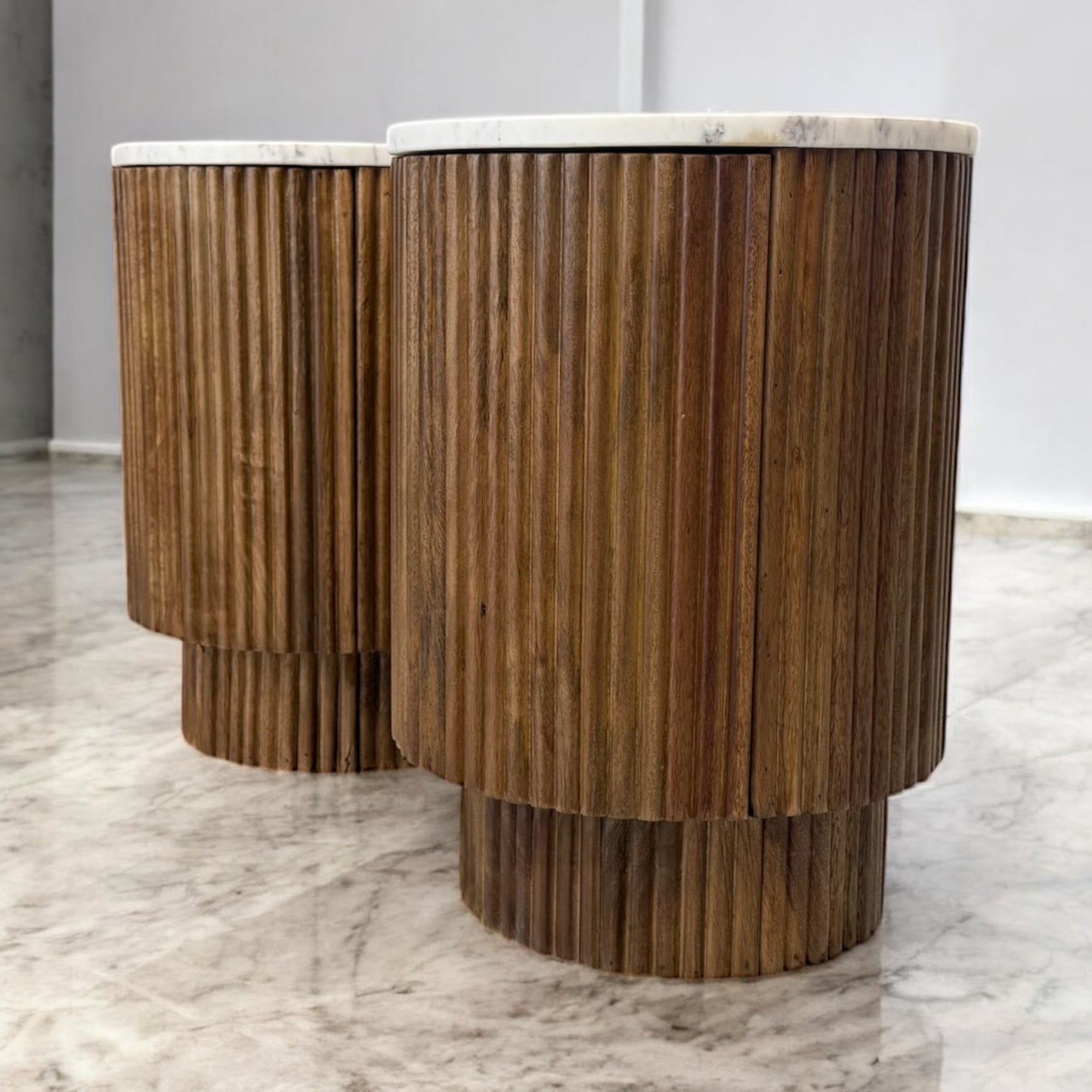 Solid Mango Wood & Marble Top Side Tables RRP £249 (Each)