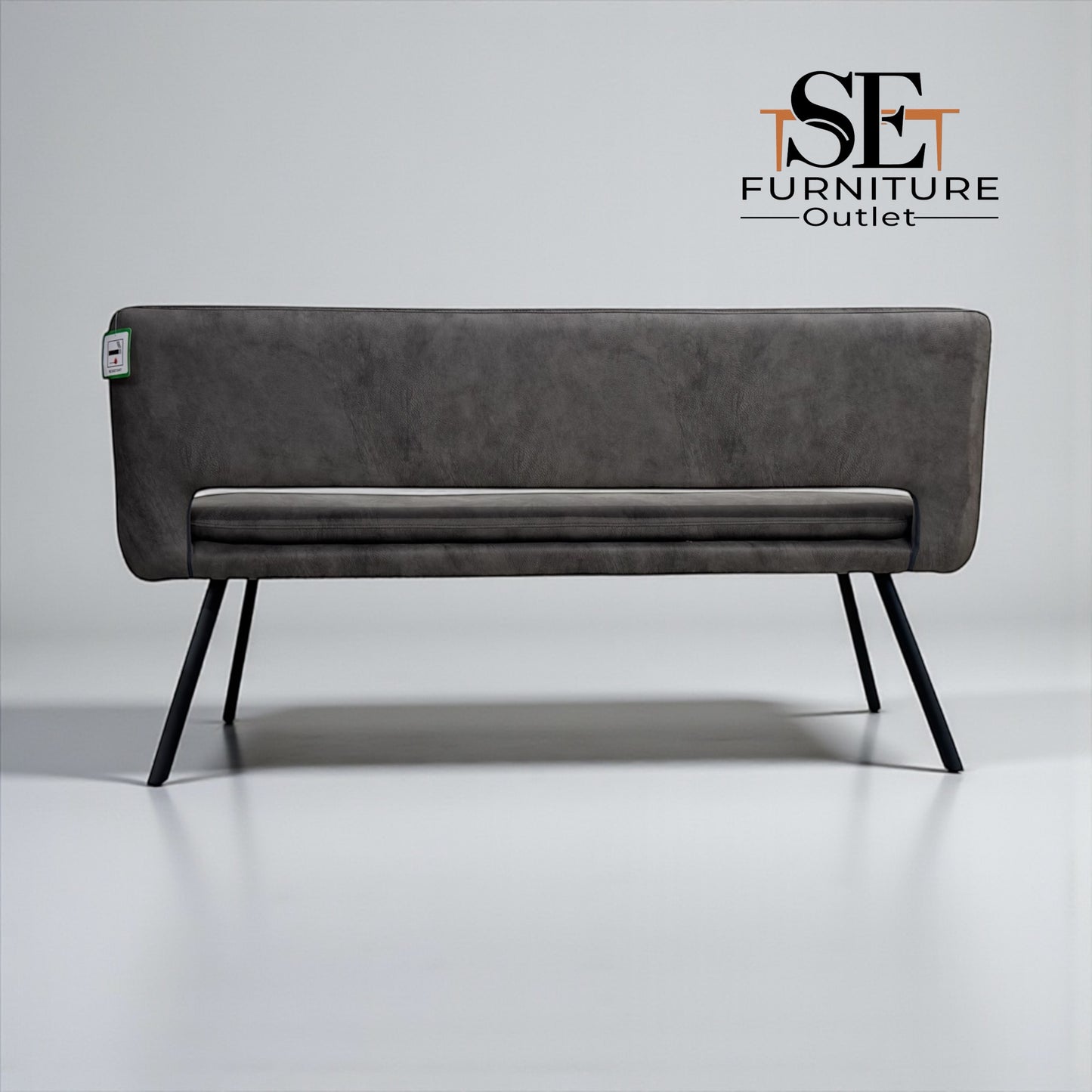 Set of 2 Black Metal & Dark Grey Fabric Bench Nico Range From Oak Furnitureland RRP £800 Each