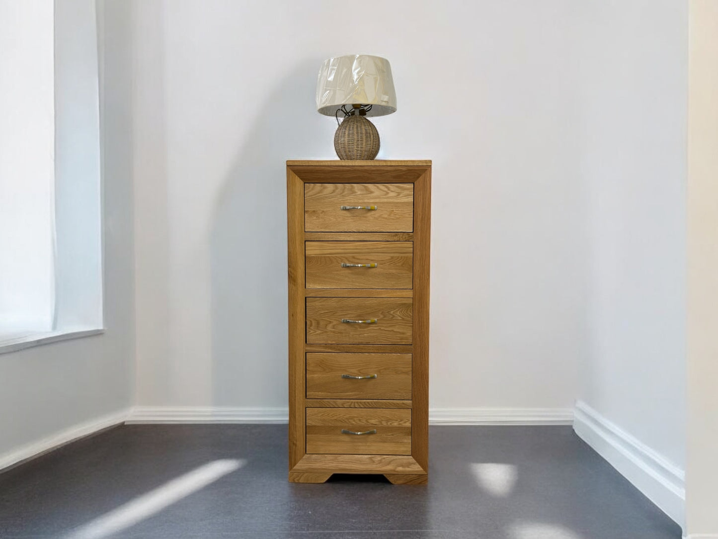 Oak Furnitureland Natural Solid Oak Tallboy Bevel Range RRP £429