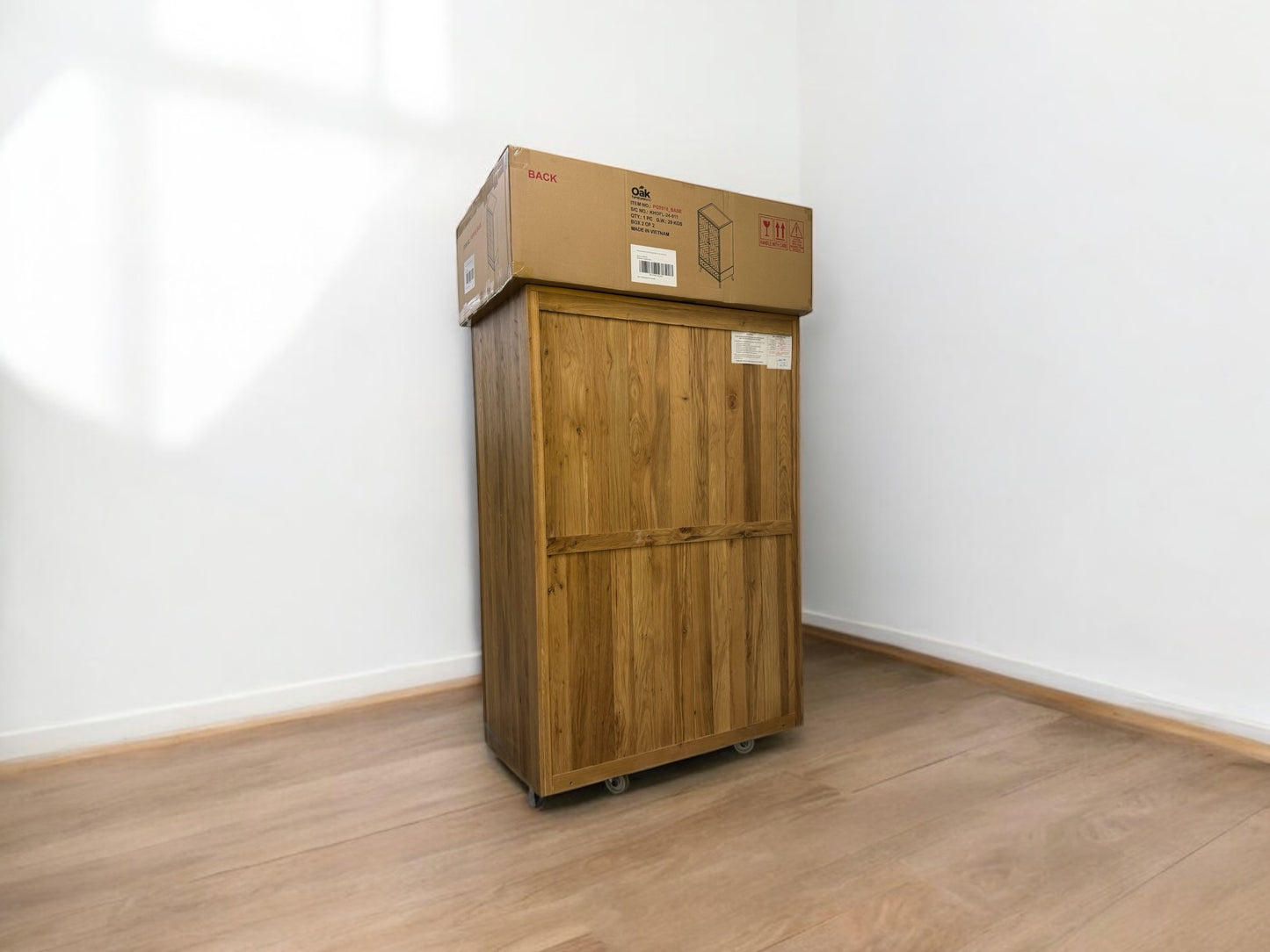 Oak Furnitureland Brushed & Glazed Solid Oak Double Wardrobe Parquet Range RRP £949