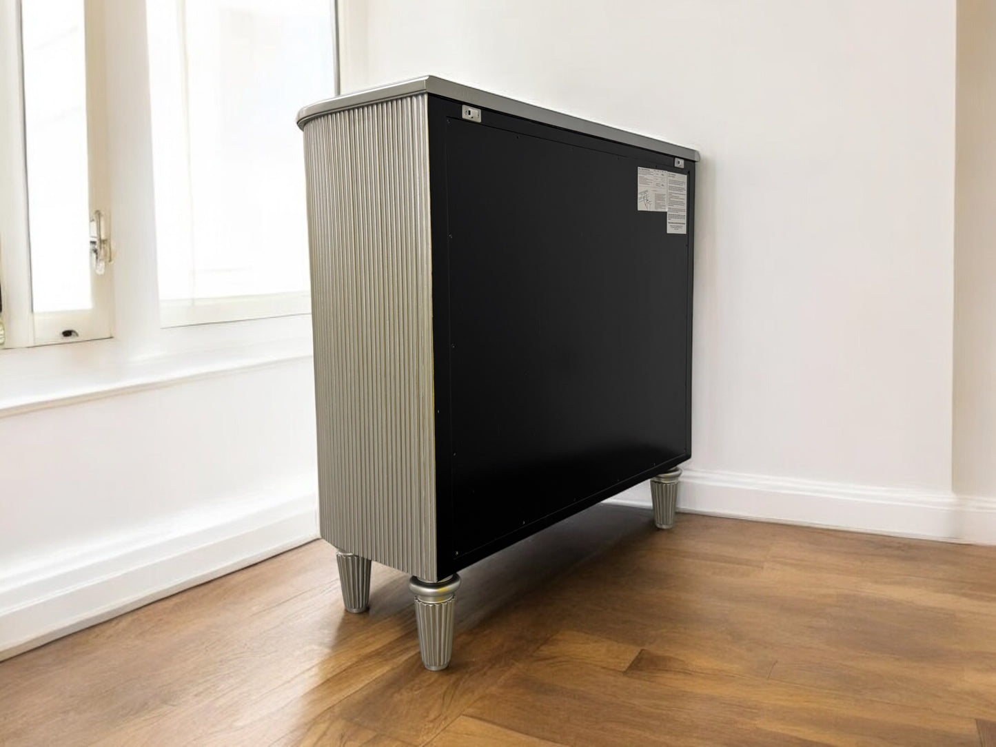 Jeeves Drinks Cabinet Silver with Mirrored Back by Gallery Direct RRP £1395