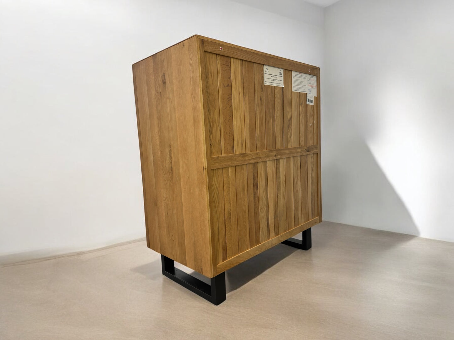 Oak Furnitureland Natural Solid Oak & Metal 4 Drawer Chest, MAINE Range RRP £549