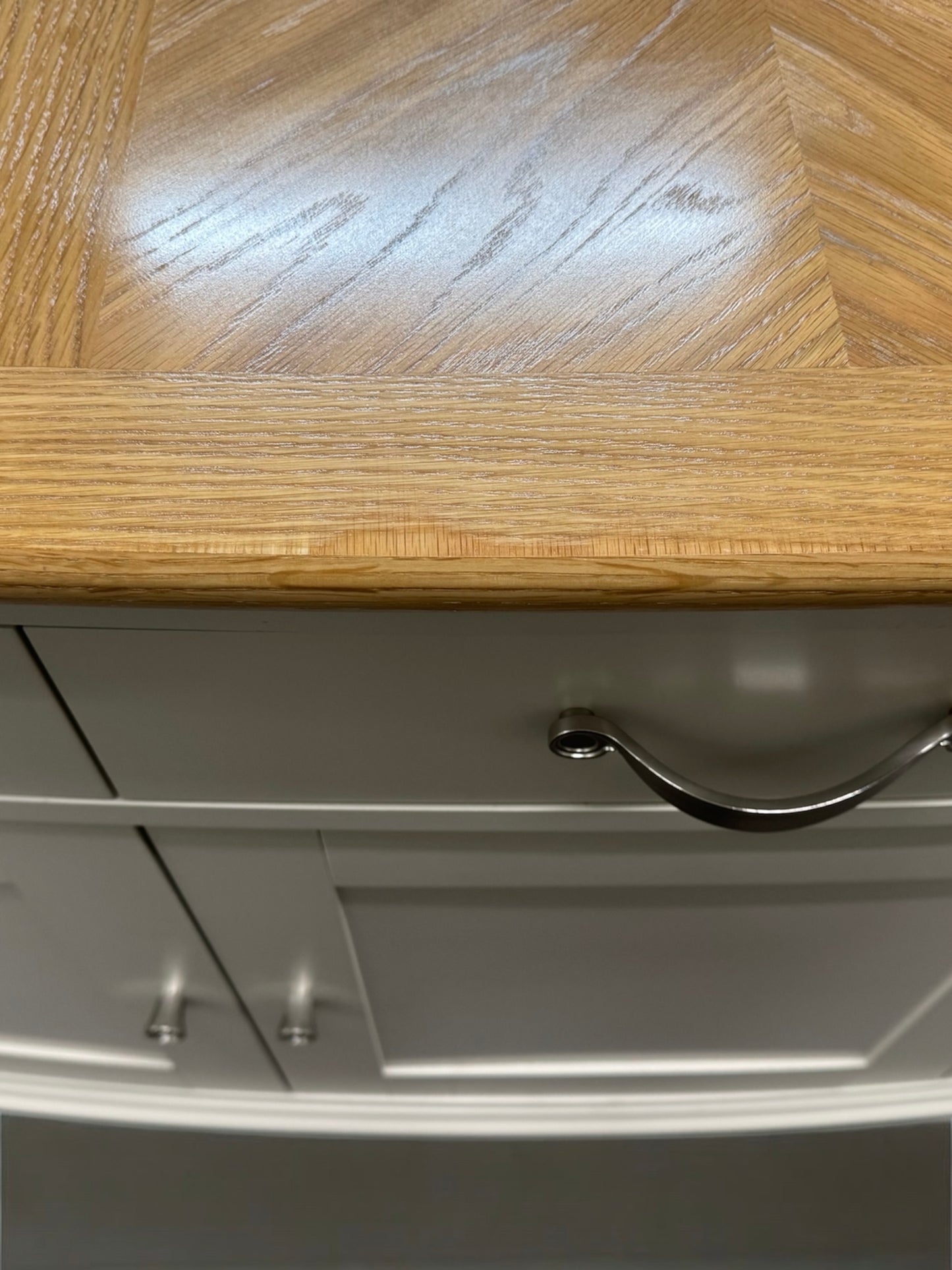 Bentleys Pale Oak Top & Painted Bow Fronted Sideboard RRP £1199