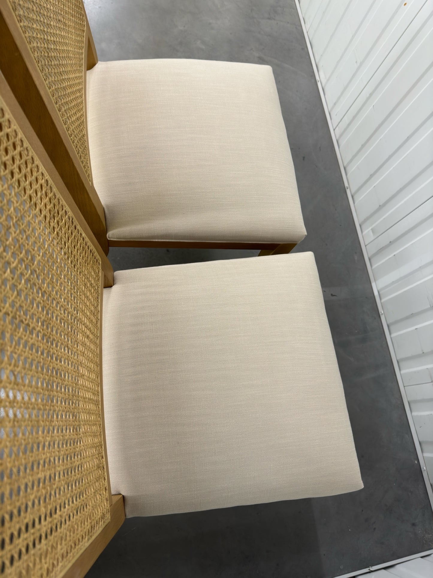 Cotswold Company Oak & Rattan Back Chair with Fabric Covered Padded Seat, Set of 2