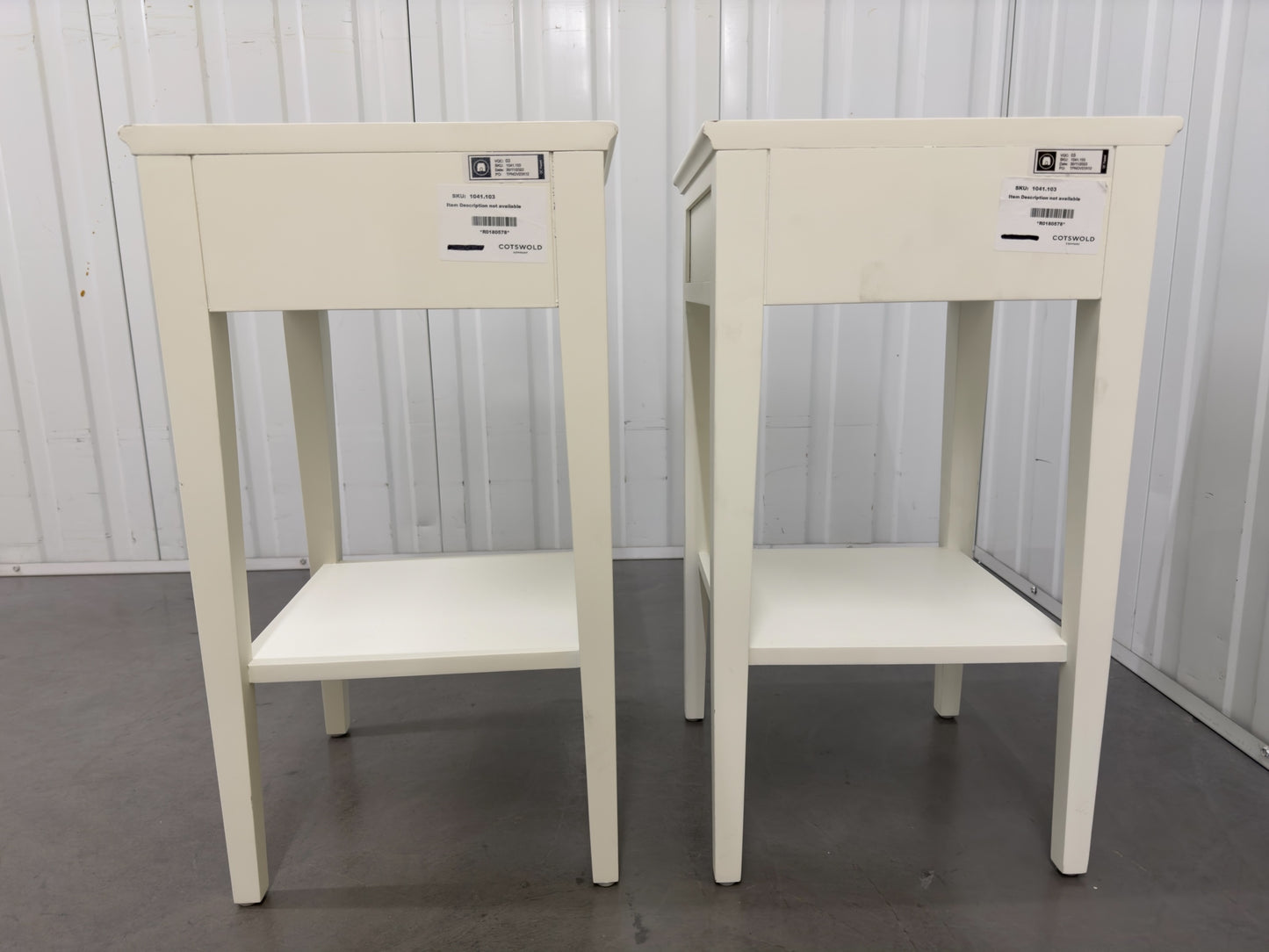 Cotswold Company Solid Wood & Warm White Painted Narrow Bedside Tables RRP £250