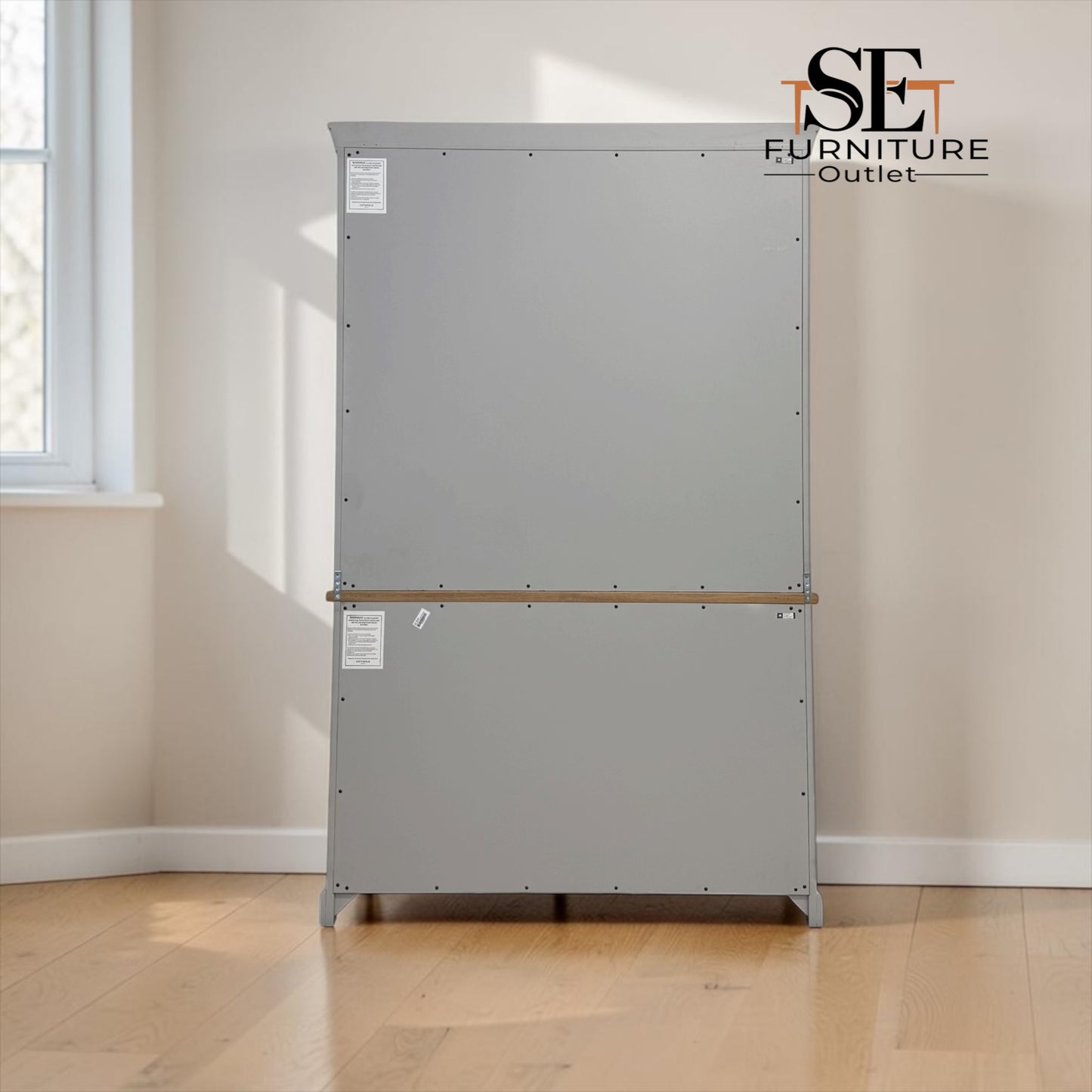 Solid Oak Top & Solid Wood Frames Large Glazed Dresser, Chester Dove Grey Range RRP £1199