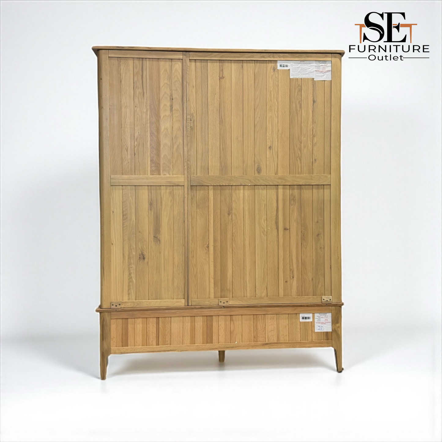 Light Natural Solid Oak Triple Wardrobe with Full-Size Mirror, Newton Range From Oak Furnitureland RRP £1599