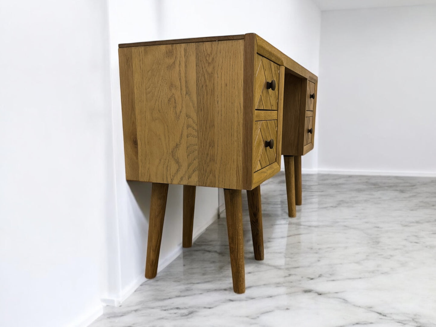 Oak Furnitureland Brushed & Glazed Solid Oak Dressing Table Parquet Range RRP £529