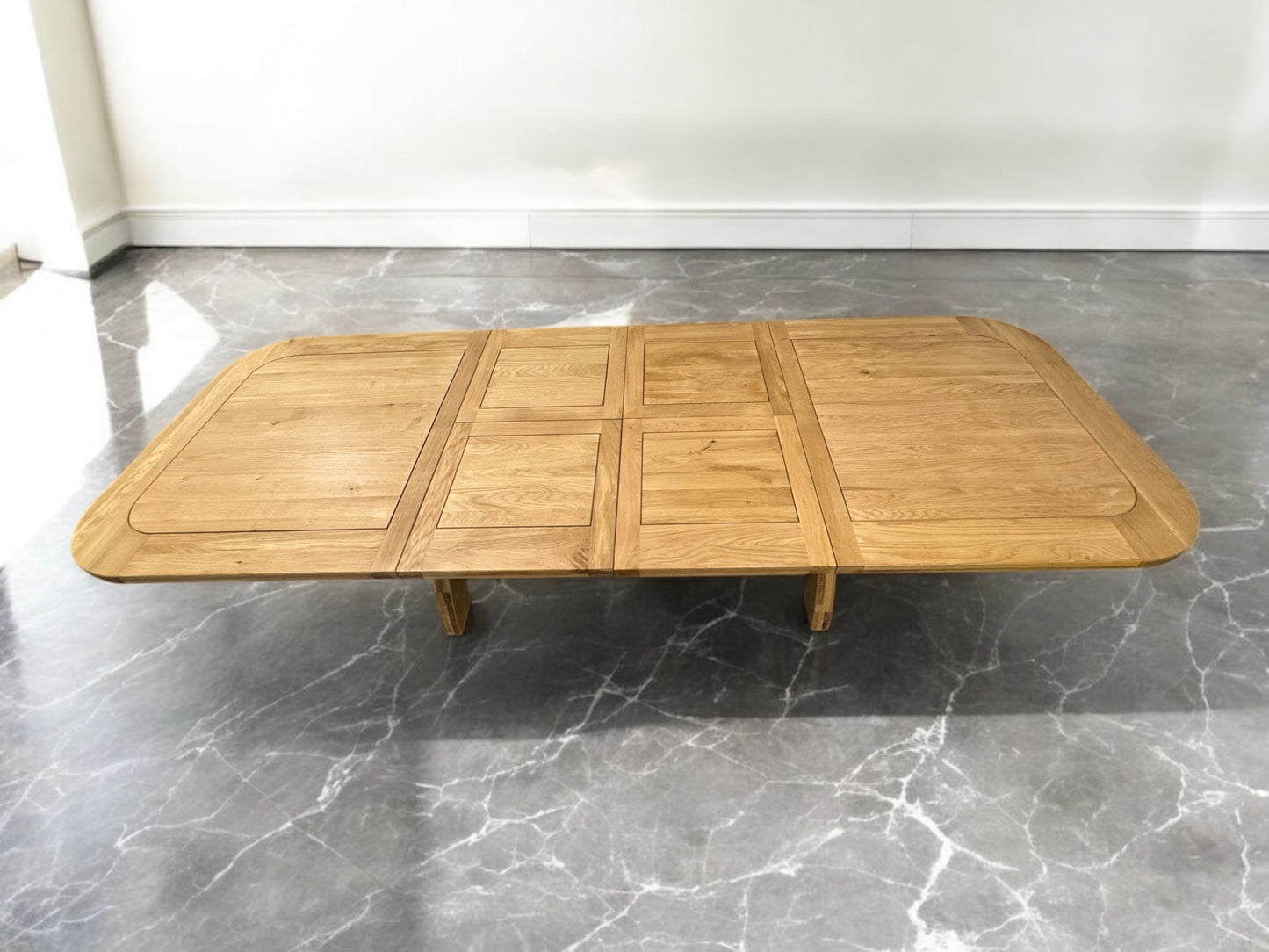 Natural Solid Oak Extending Dining Table, 6 to 12 Seater Hercules Range From Oak Furnitureland RRP £1099