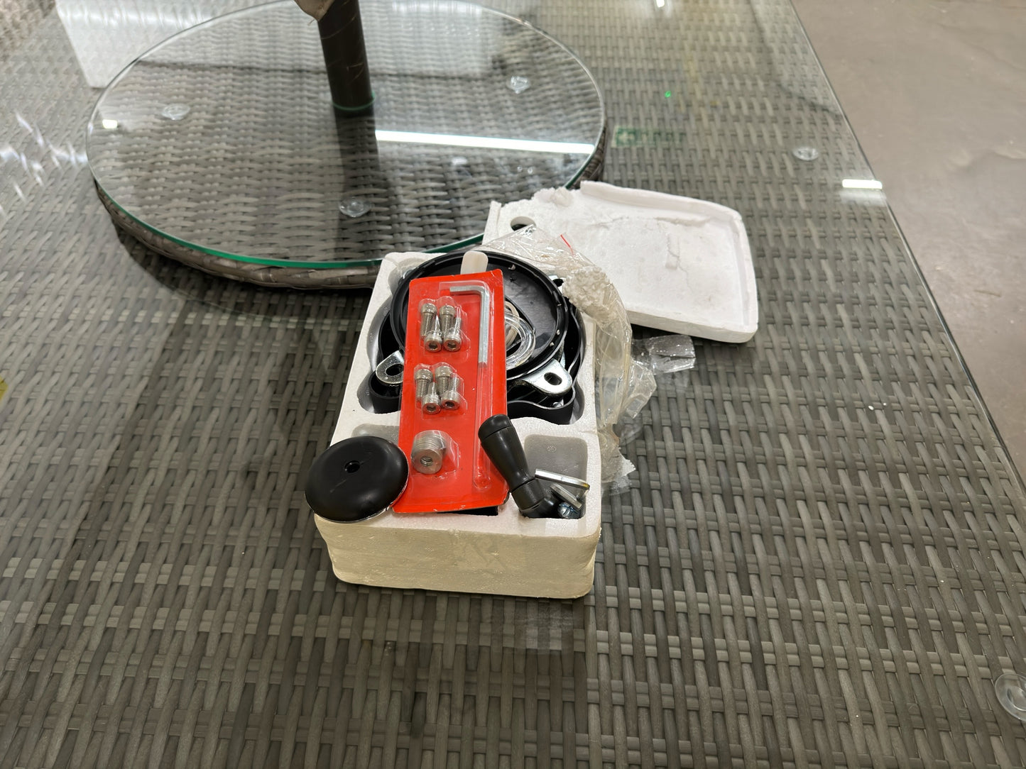 Moda Furnishings Large Garden Rattan Table with Lazy Susan & Parasol RRP £1599