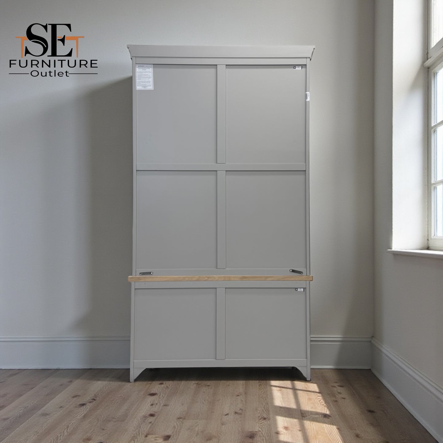 Solid Oak Top & Solid Wood Frames Double Larder, Chester Dove Grey RRP £1499