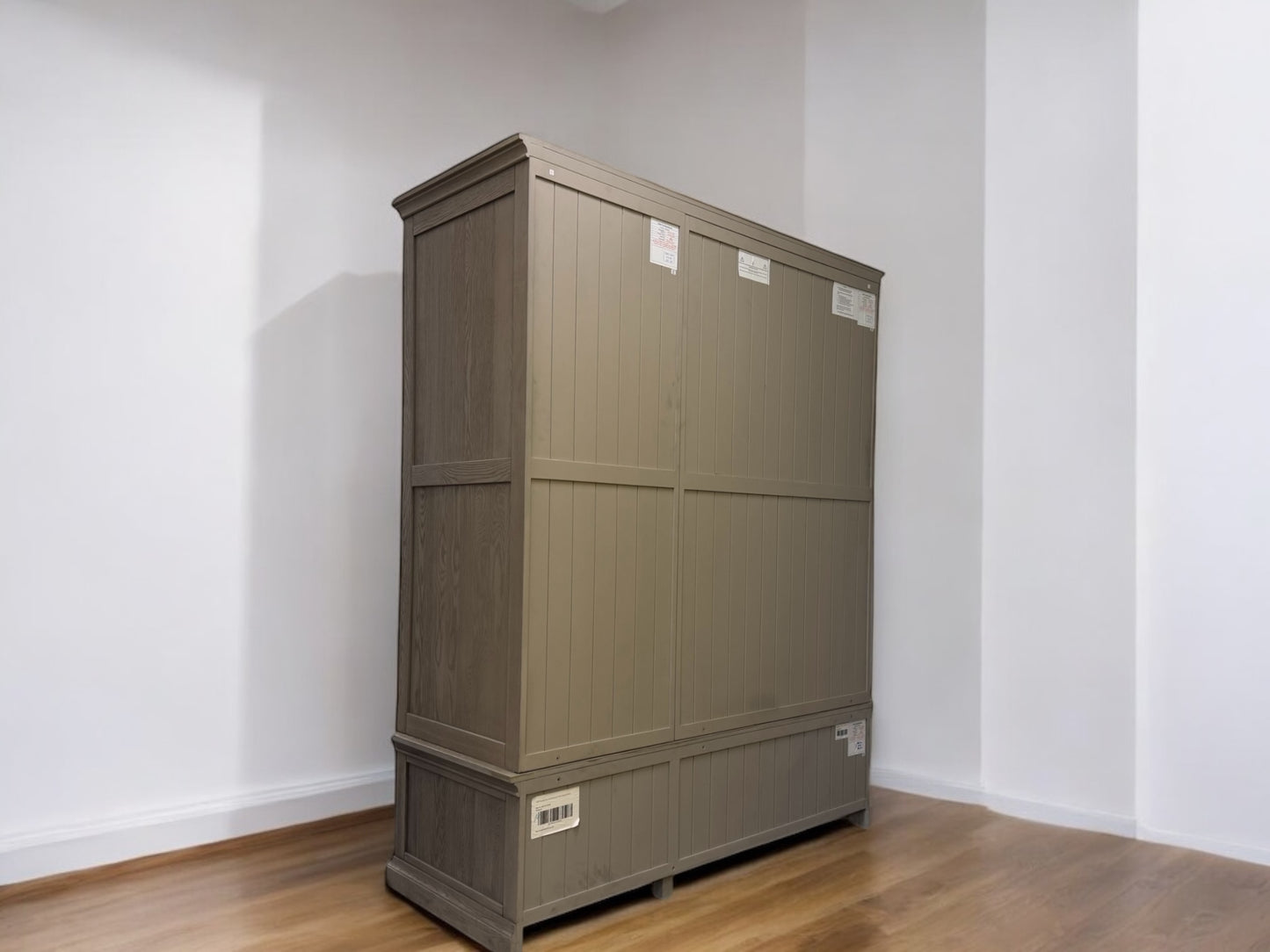 Weathered Oak Triple Wardrobe with Glass Mirror & Shelves, Burleigh Range From Oak Furnitureland RRP £1649