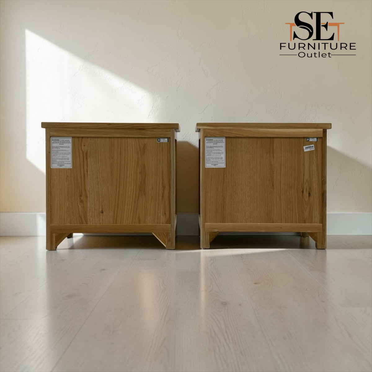 Set of 2 Whitewashed Oak Jumbo Bedside Tables from the Inglesham Range, RRP £700