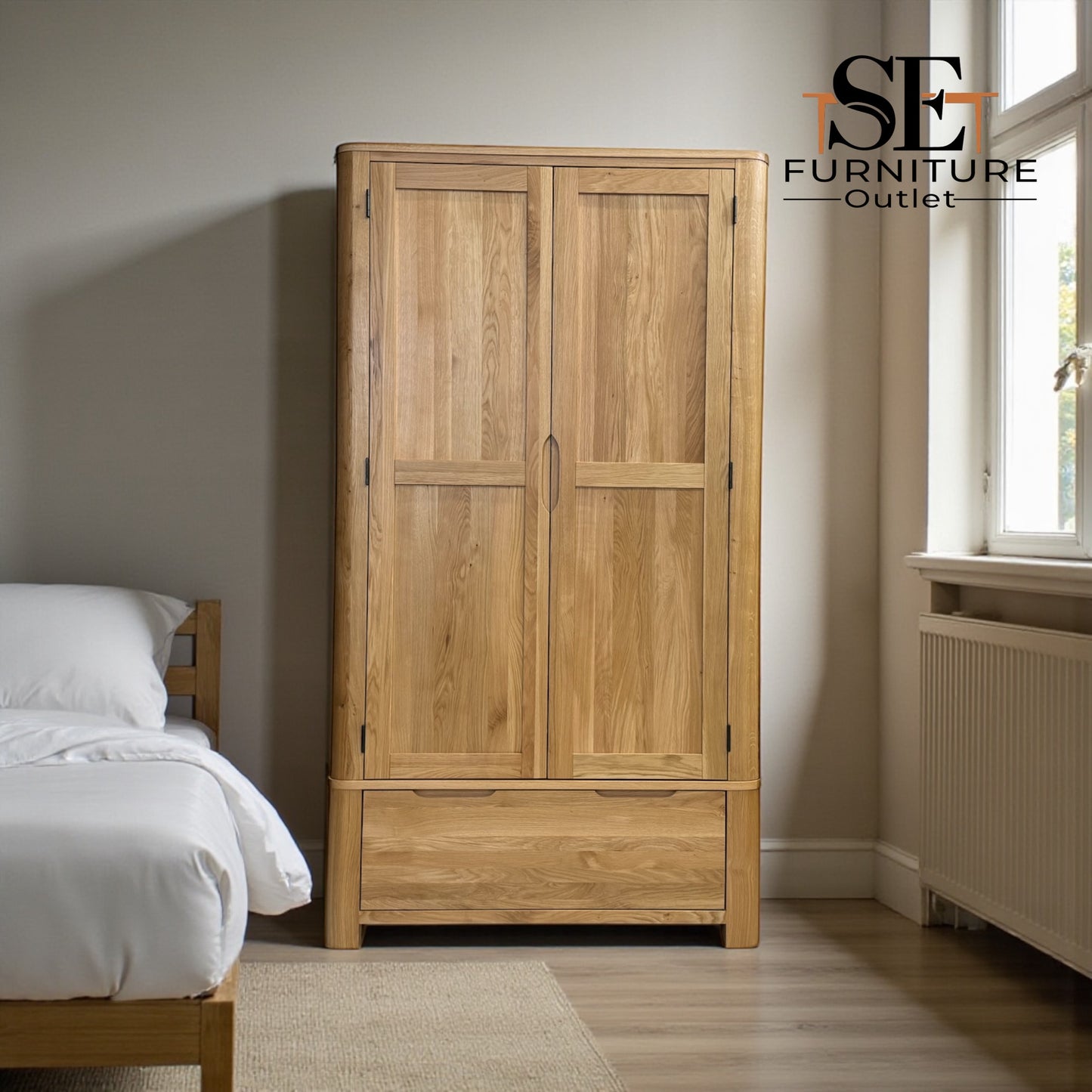 Natural Solid Oak Double Wardrobe Romsey Range From Oak Furnitureland RRP £939