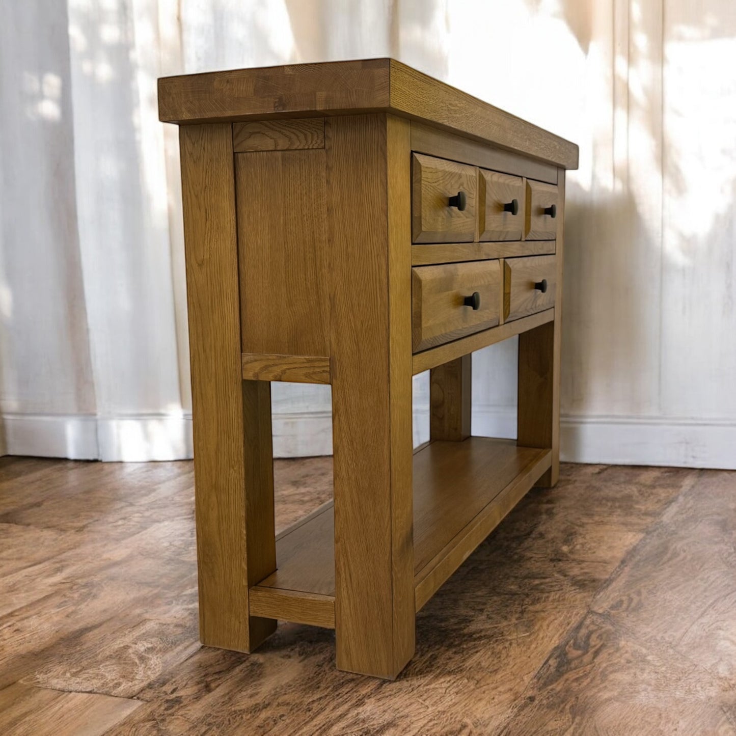 Rustic Solid Oak Console Table, Hercules Range From Oak Furnitureland RRP £579