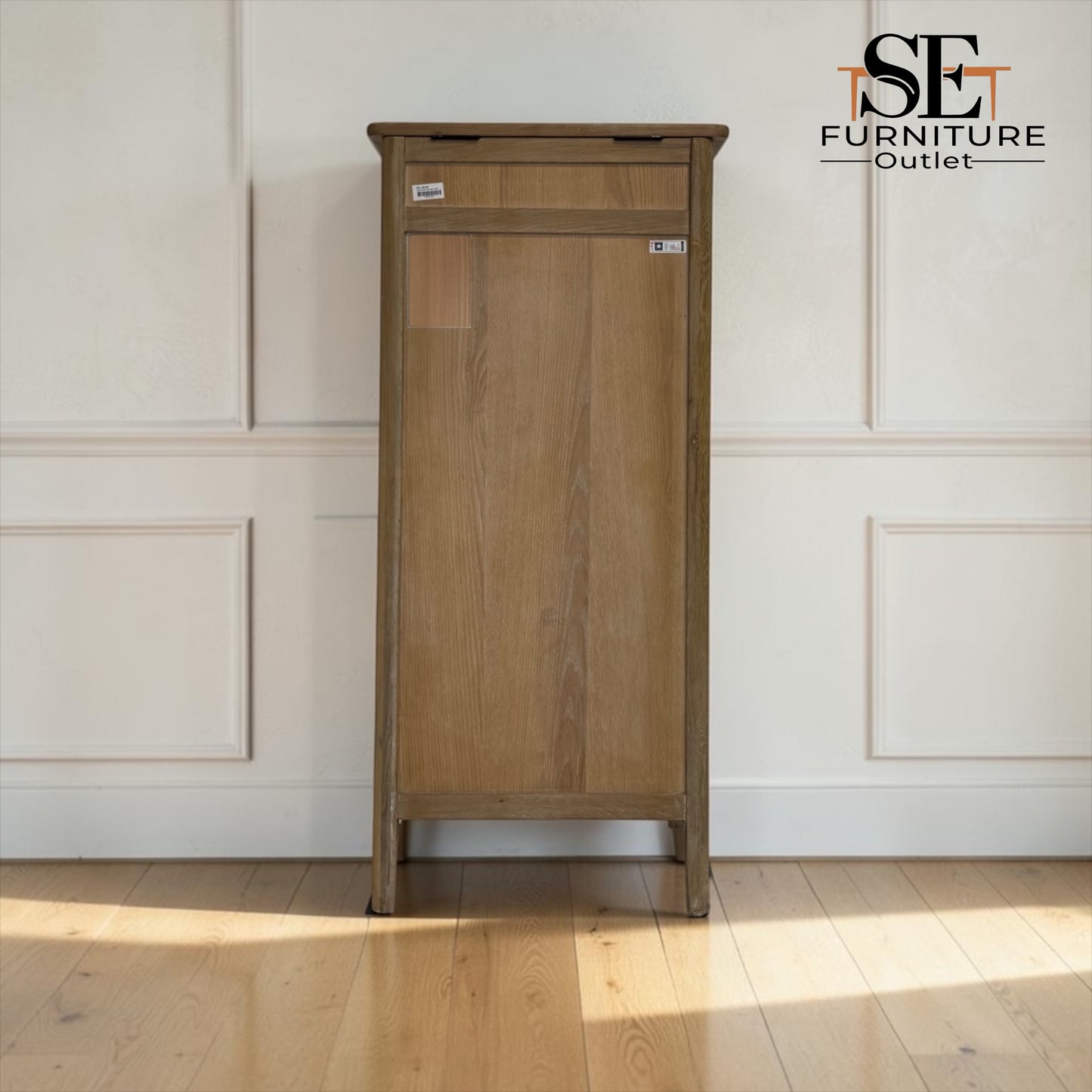 White Wax Finished Solid Oak & Oak Veneer Vanity Tallboy, Berkeley Nordic Oak Range RRP £799