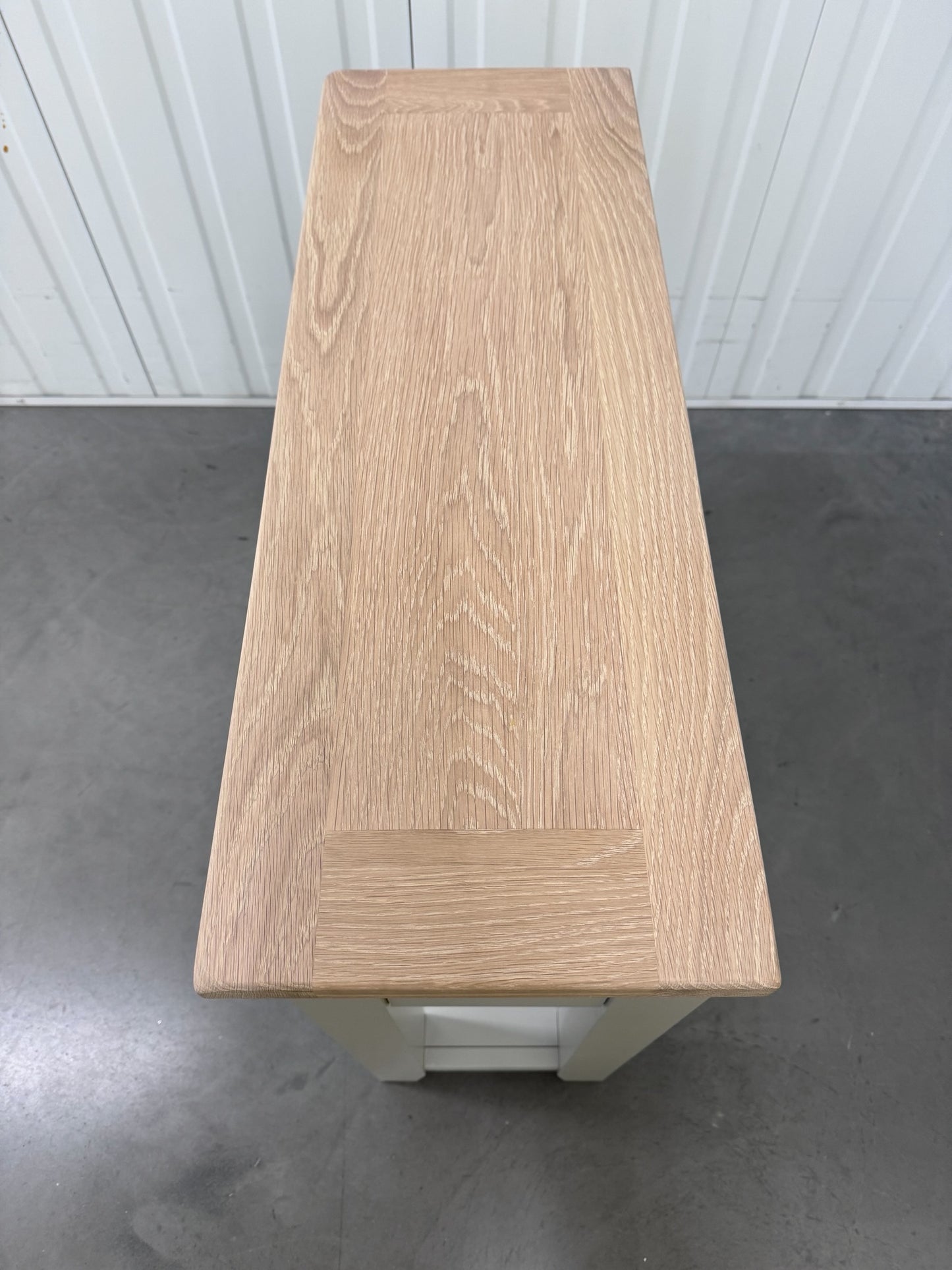 Cotswold Company White Wax Finished Oak Top & Dove Grey Painted Console Table