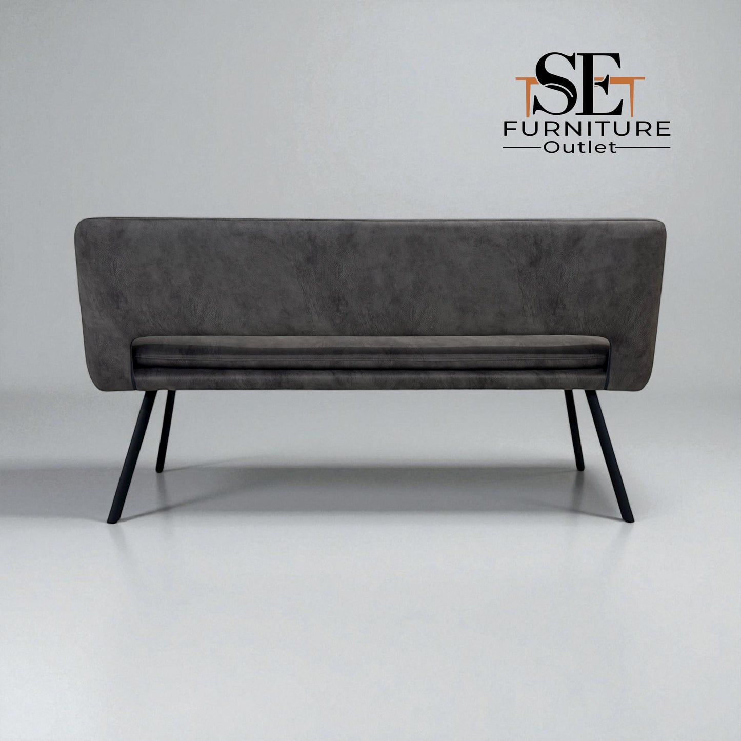 Black Metal & Dark Grey Fabric Bench Nico Range From Oak Furnitureland RRP £800