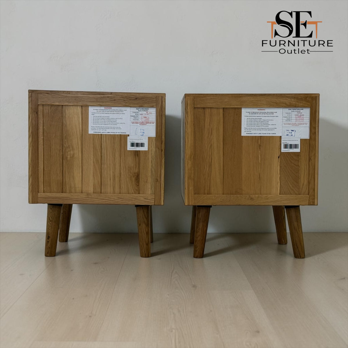 Set of 2 Brushed and Glazed Solid Oak 2-Drawer Bedside Tables, Parquet Range, from Oak Furnitureland