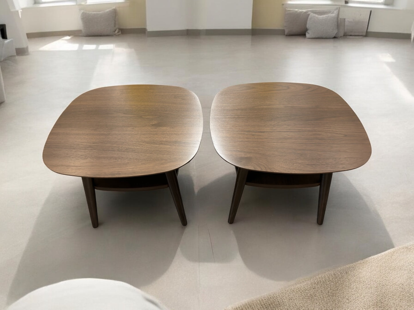 Bentleys Solid Walnut Wood Side Tables With Shelf RRP £429