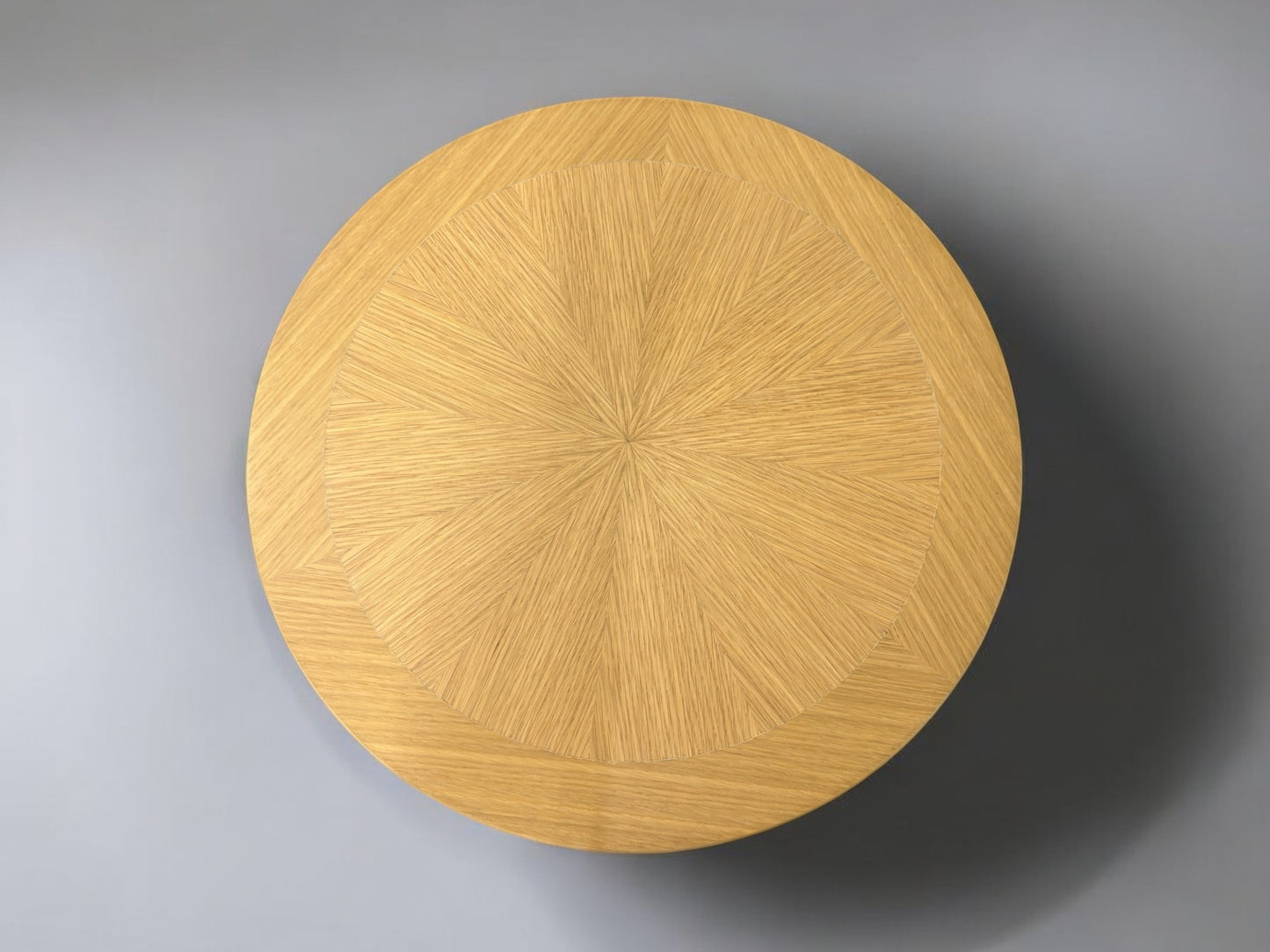 Nathan Shadows Sunburst Top Round Lamp Table Oak & Oak Veneer RRP £569