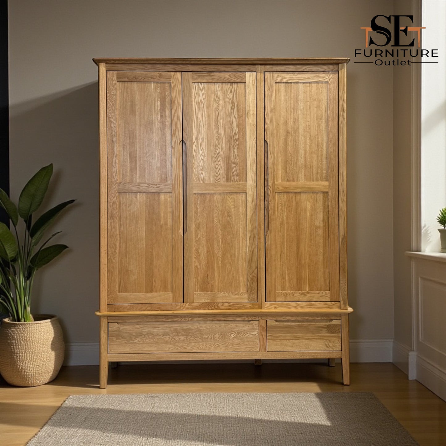 Natural Solid Oak Triple Wardrobe Copenhagen Range From Oak Furnitureland RRP £1559