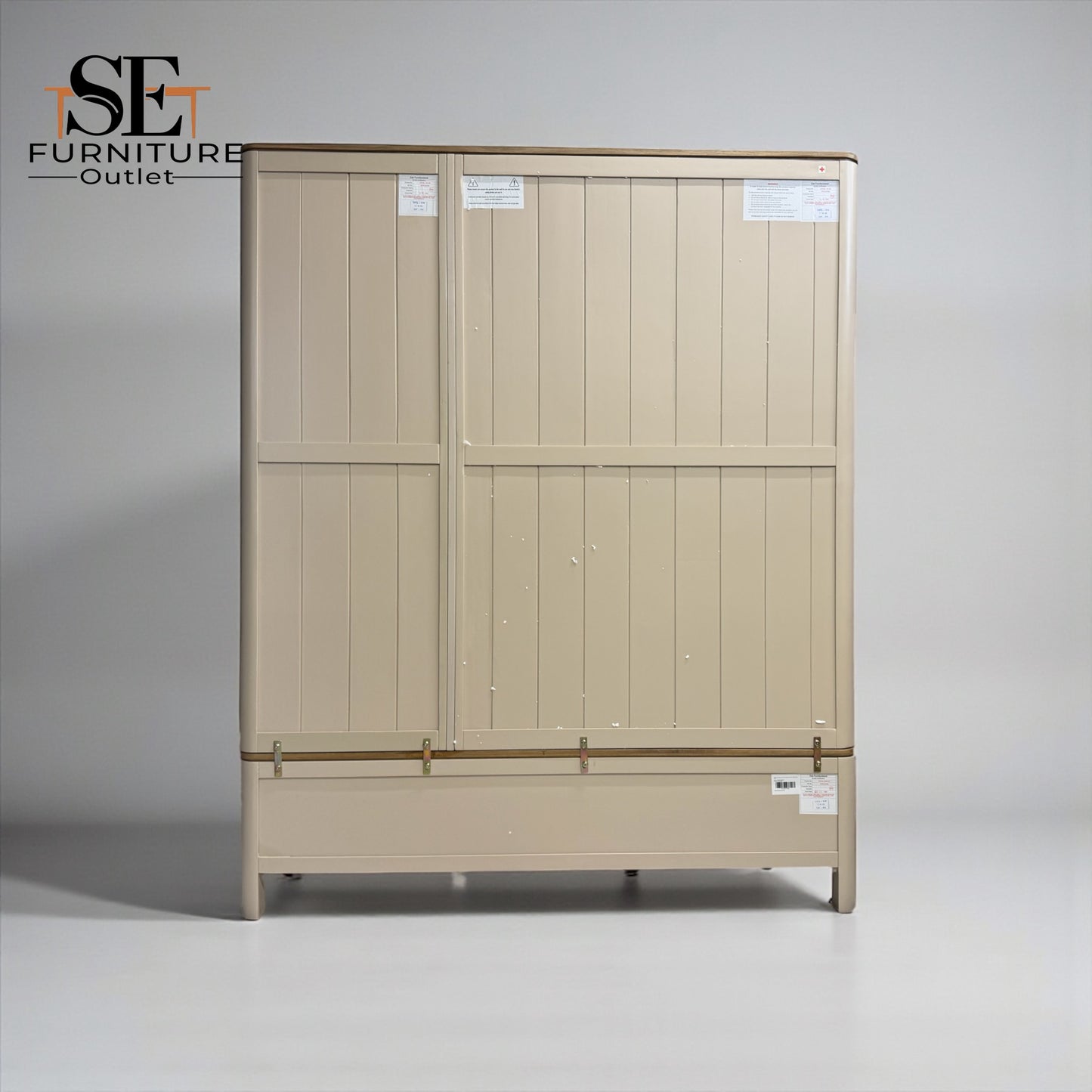 Smoked Oak Top & Painted Triple Wardrobe, Otto Range From Oak Furnitureland RRP £1599