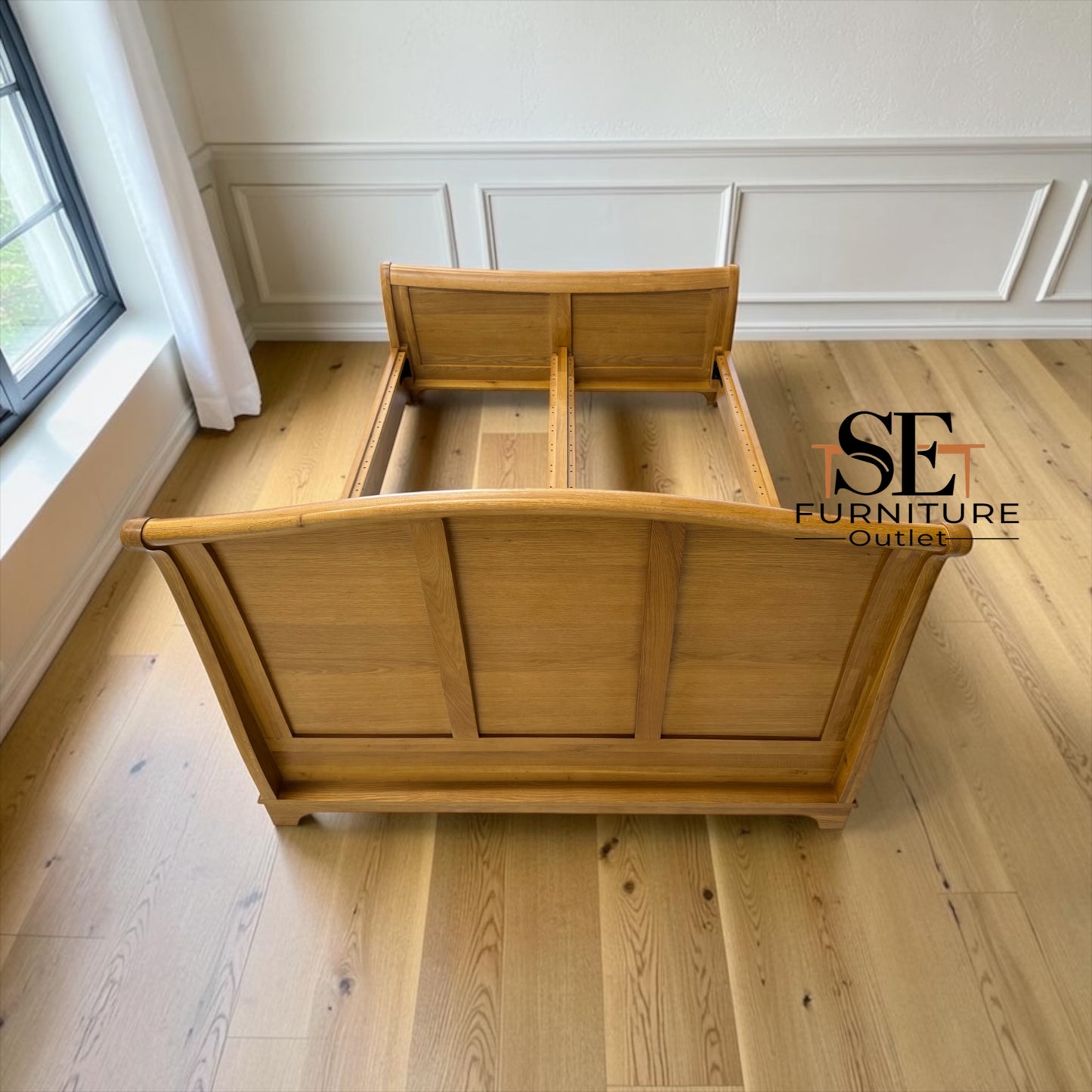 Solid Oak & Oak Veneer Double Sleigh Bed Winchcombe Oiled Oak Range RRP £1250