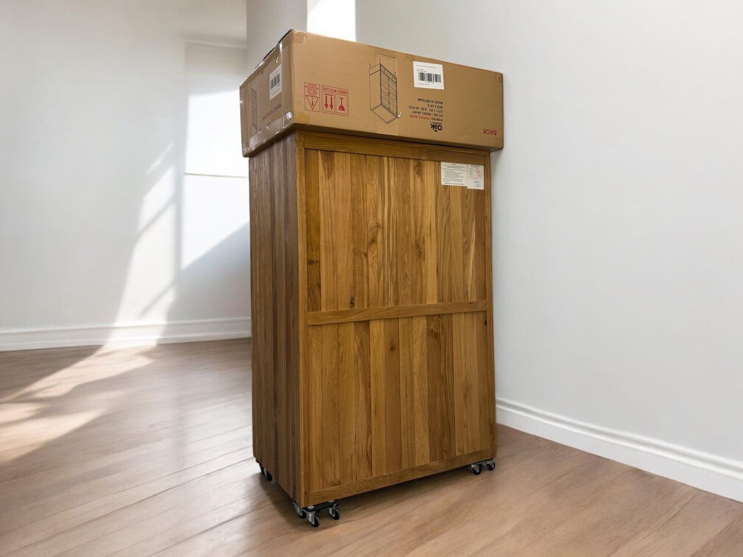 Oak Furnitureland Brushed & Glazed Solid Oak Double Wardrobe Parquet Range RRP £949