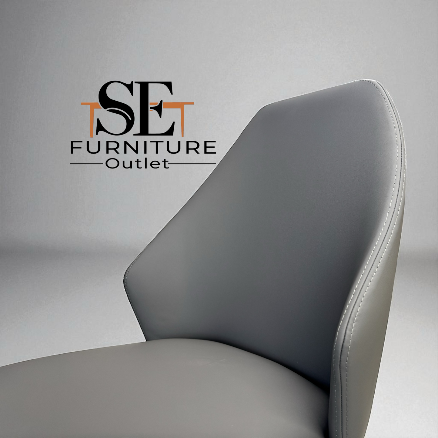 Set of 4 Ergonomic Dining Chairs with Grey Faux Leather and Black Metal Legs, RRP £596.