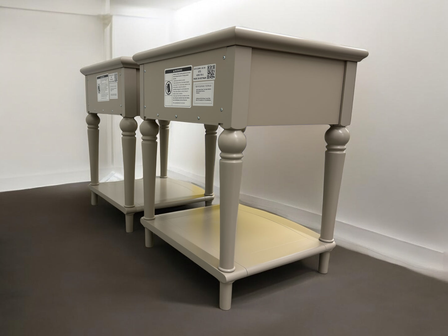 Bentleys Solid Wood & Grey Painted Bedside Tables RRP £489