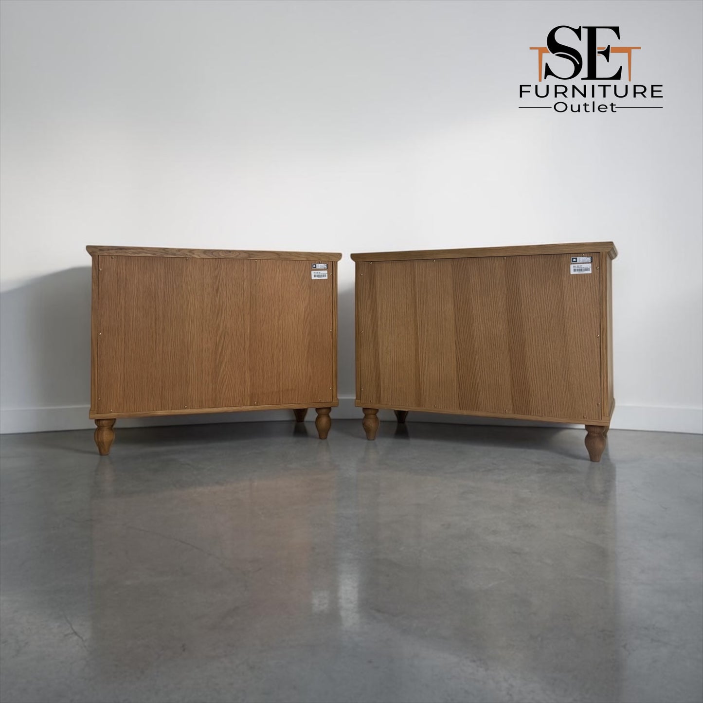 Set of 2 Solid Oak & Quality Oak Veneer Wide Bedside Tables from the Elkstone Mellow Oak Range RRP £670