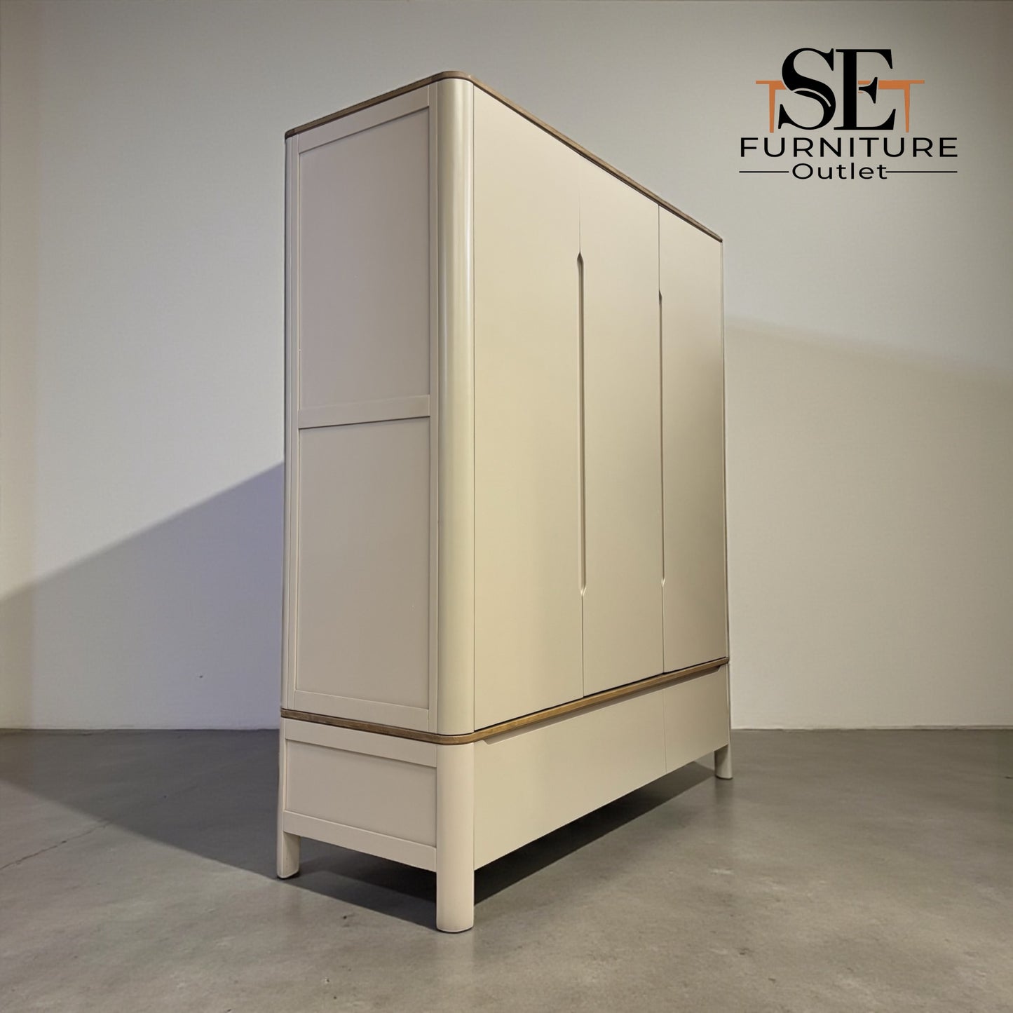 Smoked Oak Top & Painted Triple Wardrobe, Otto Range From Oak Furnitureland RRP £1599