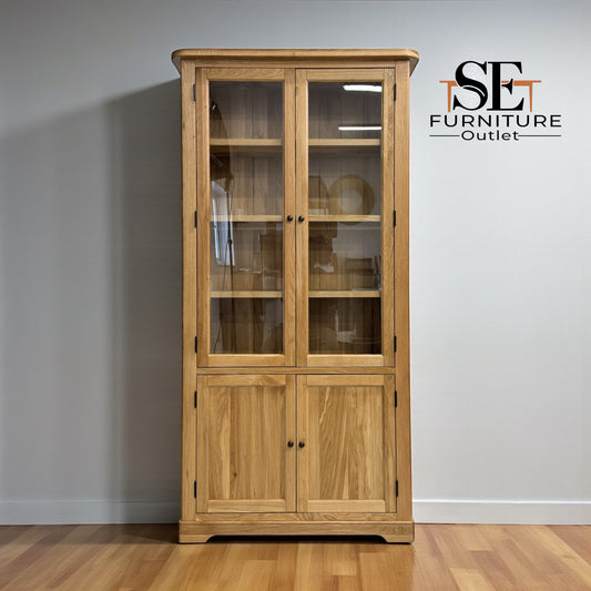 Natural Solid Oak Display Cabinet Brennan Range From Oak Furnitureland