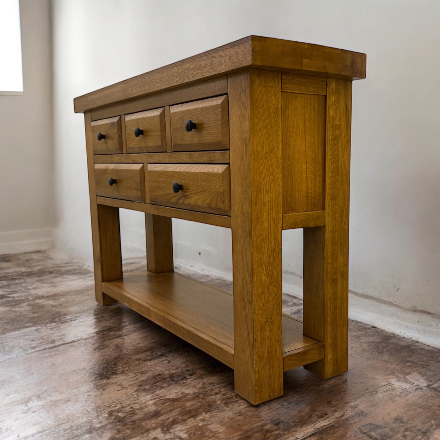 Rustic Solid Oak Console Table, Hercules Range From Oak Furnitureland RRP £579