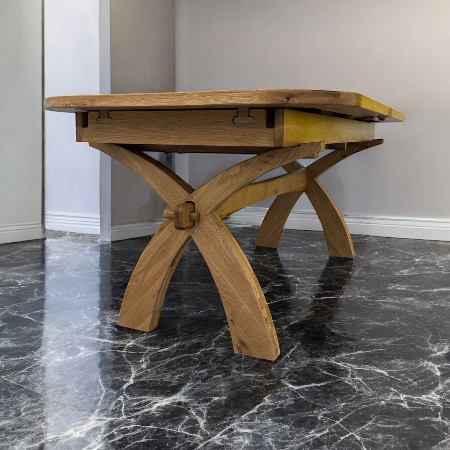 Natural Solid Oak Extending Dining Table, 6 to 12 Seater Hercules Range From Oak Furnitureland RRP £1099