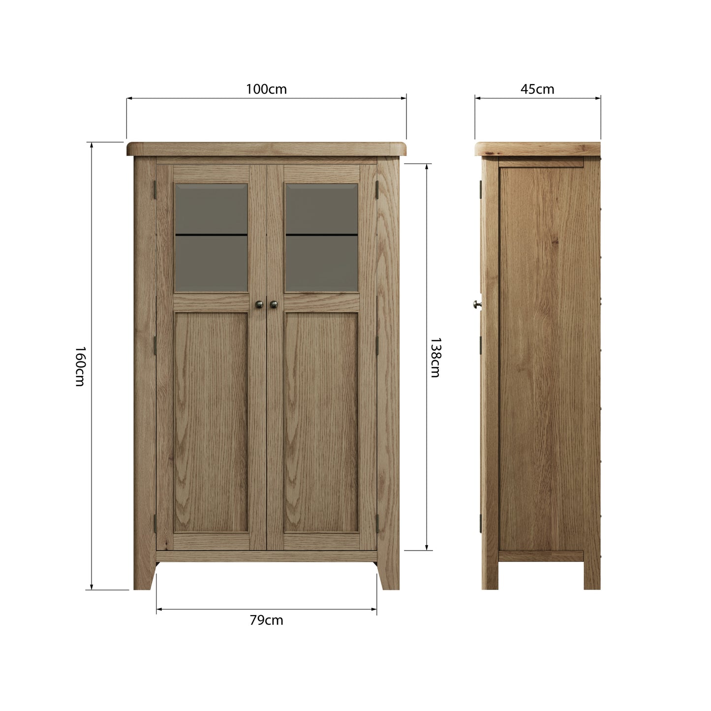 Smoked Oak Drinks Cabinet with Mirrored Back and Wine Rack